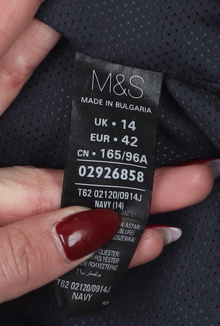 Marks and Spencer Women's Navy Coat, Size 14, Long Sleeve