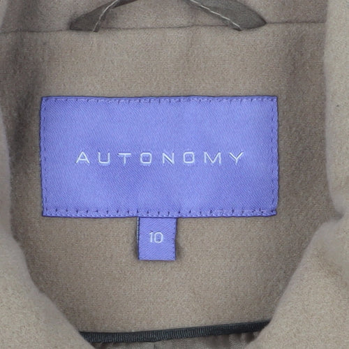 Autonomy Women Beige Basic Coat Size 10