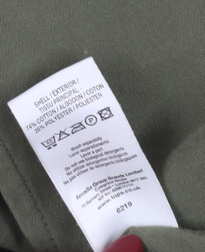 Topshop Women's Green Parka Size 10 with Hooded Features