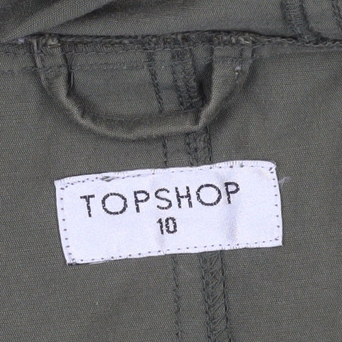 Topshop Women's Green Parka Size 10 with Hooded Features