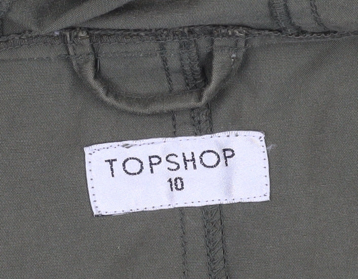 Topshop Women's Green Parka Size 10 with Hooded Features
