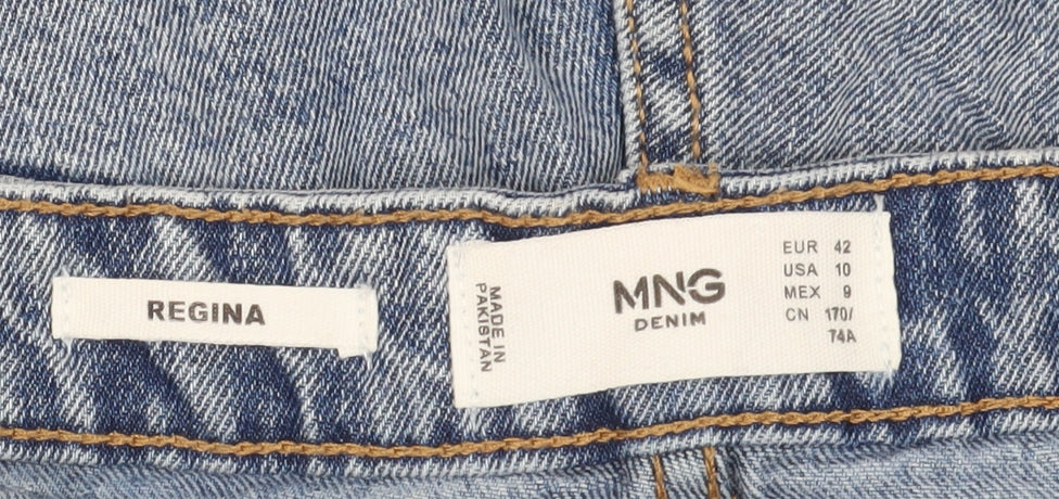 MNG Women's Blue Denim Mom Shorts UK 14