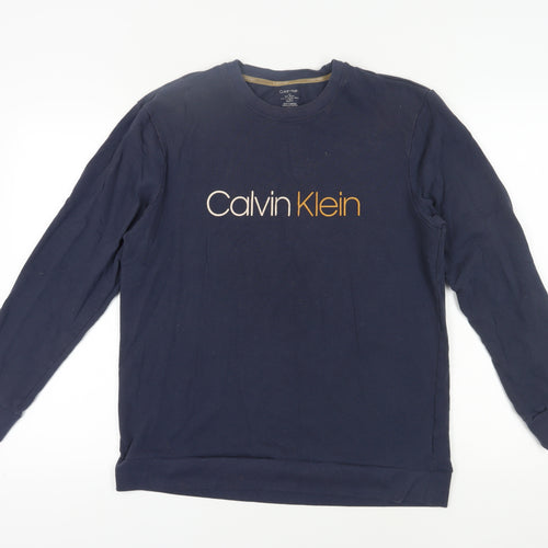 Calvin Klein Men's Blue Logo Long Sleeve T-Shirt L