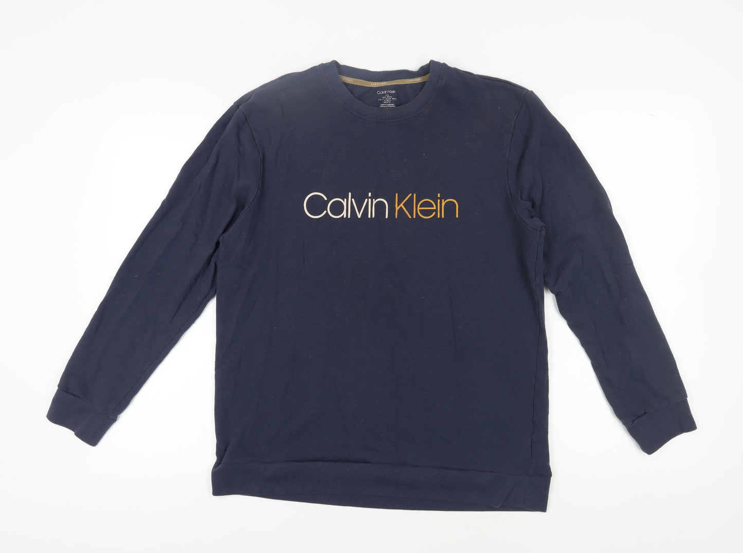 Calvin Klein Men's Blue Logo Long Sleeve T-Shirt L