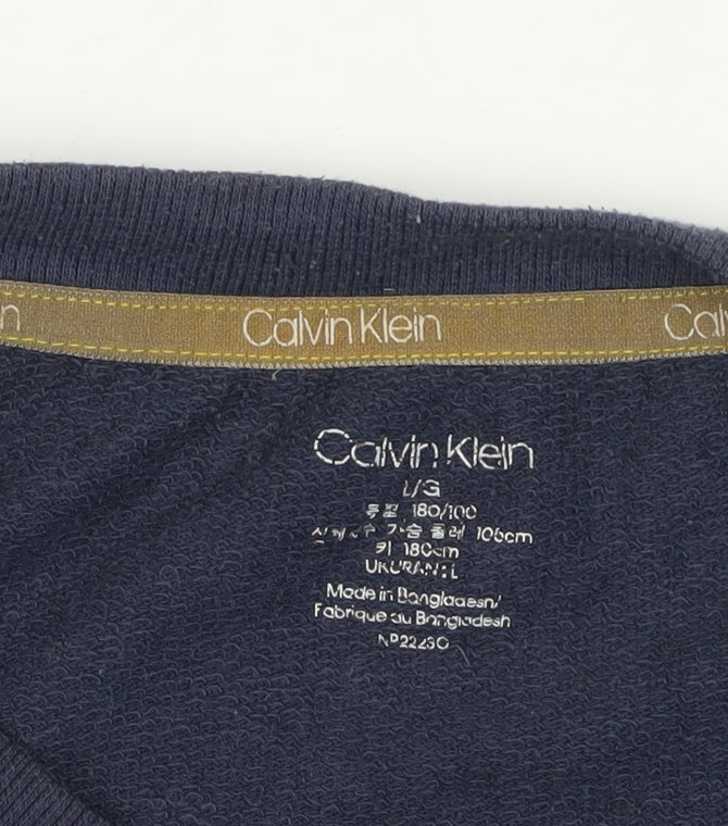 Calvin Klein Men's Blue Logo Long Sleeve T-Shirt L