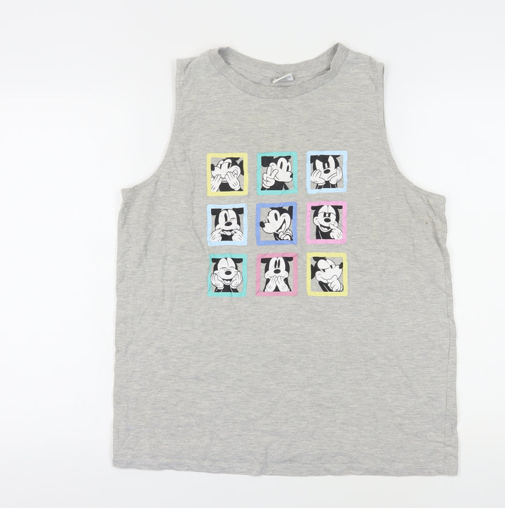 Disney Grey Cartoon Tank Top - Size 16 Unisex Sleek Casual