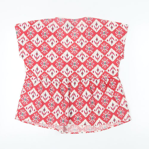 Burgs Women's Geometric Red Blouse UK Size 8