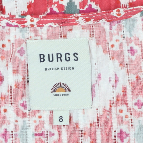 Burgs Women's Geometric Red Blouse UK Size 8