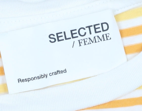 Selected Femme Women's Yellow Striped T-Shirt S