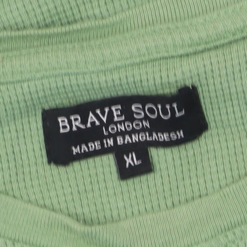 Brave Soul Men's Green T-Shirt XL Cotton Casual