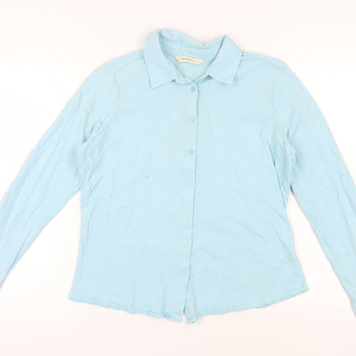 WoolOvers Women's Blue Collared Button-Up Shirt M