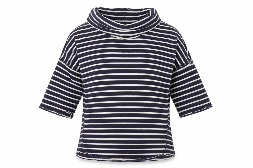 Front view of Gap Women's Blue Striped Jersey Blouse XS