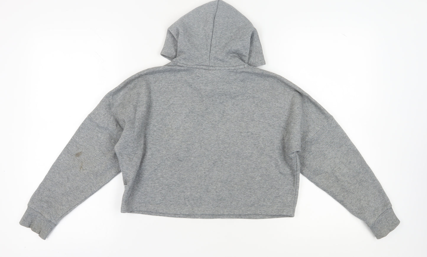 Puma Girls Grey Hoodie 11-12 Years Pullover Graphic Print
