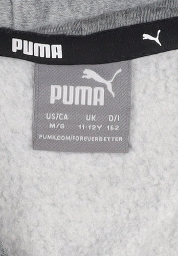 Puma Girls Grey Hoodie 11-12 Years Pullover Graphic Print