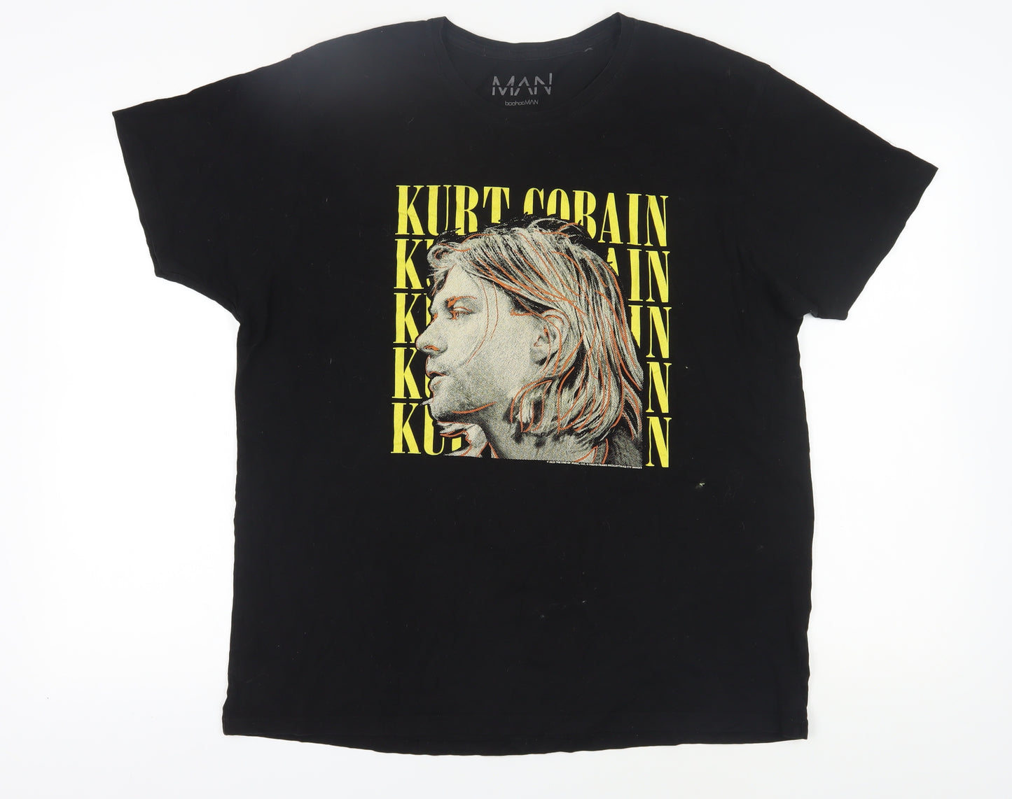 boohooMAN Black Graphic Kurt Cobain Men's T-Shirt L