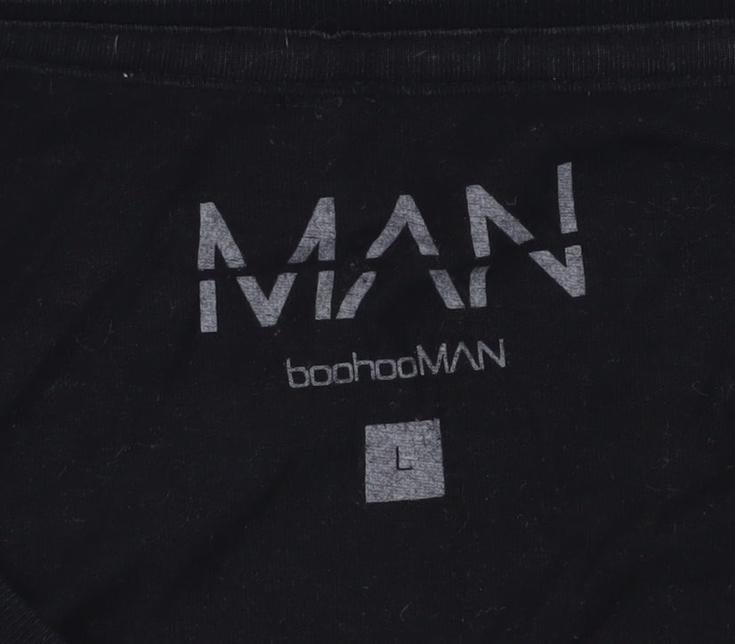 boohooMAN Black Graphic Kurt Cobain Men's T-Shirt L
