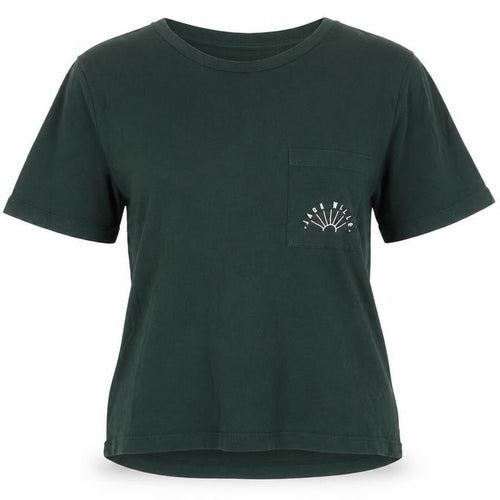 Jack Wills Womens Green T-Shirt, Size 10, Embroidered Crew Neck