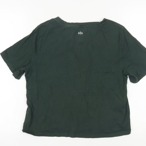 Jack Wills Womens Green T-Shirt, Size 10, Embroidered Crew Neck