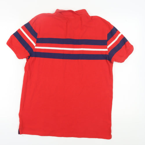 US Polo Assn Men's Red Striped Polo Shirt Size L