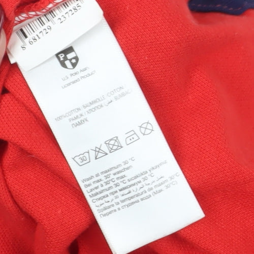 US Polo Assn Men's Red Striped Polo Shirt Size L