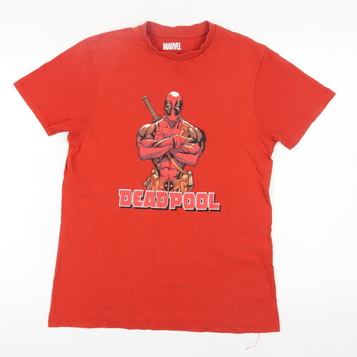 Marvel Deadpool Men's Red Cotton T-Shirt, Size M