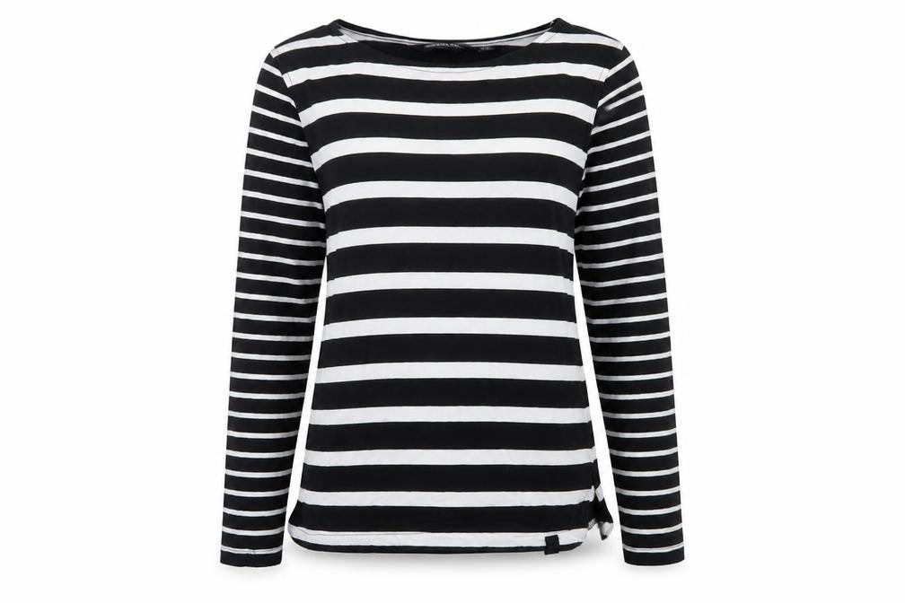 Front view of Regatta Women's Black Striped Long Sleeve T-Shirt