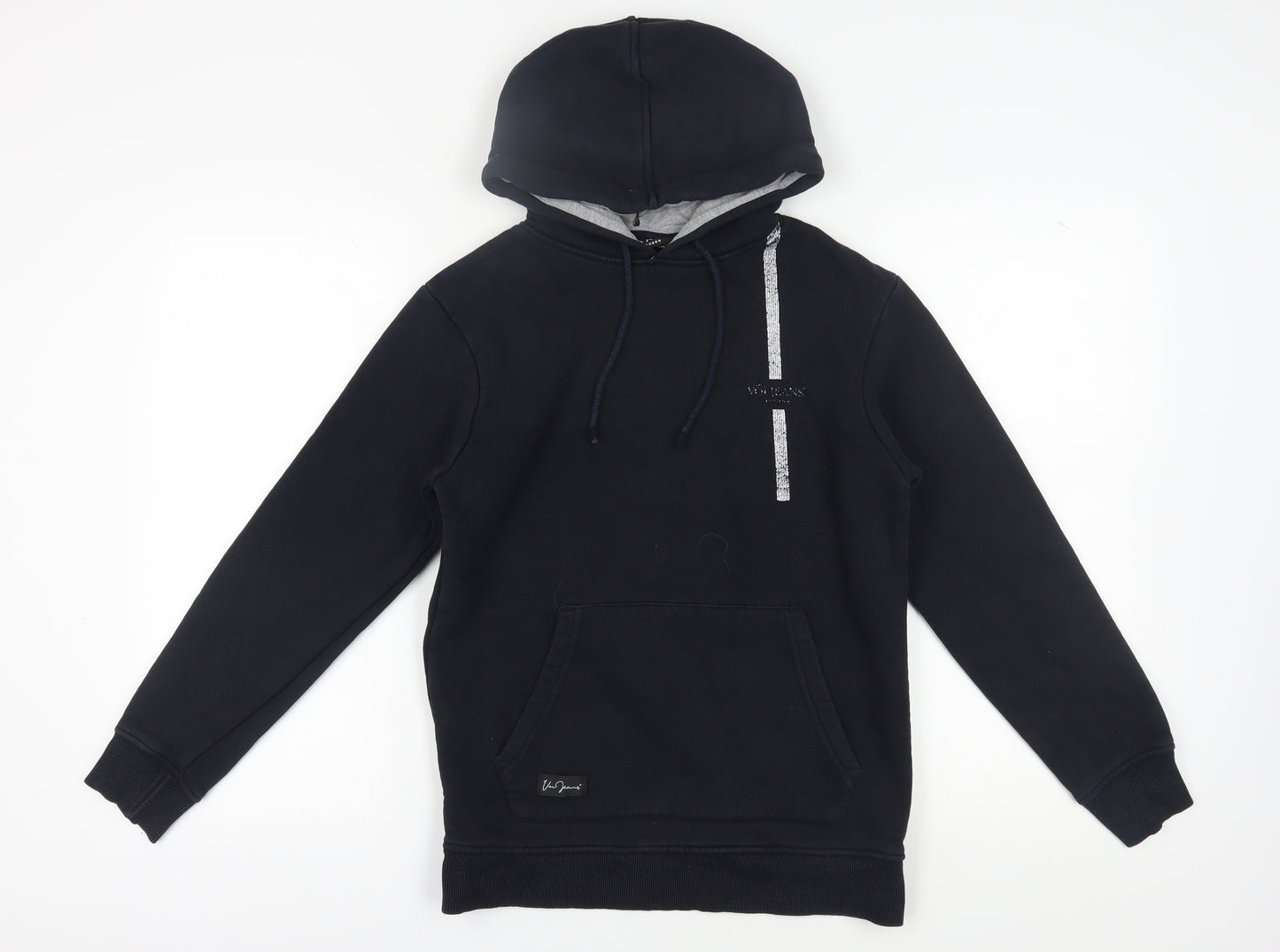 Voi Jeans Men's Black Pullover Hoodie, Size S, Logo Accent