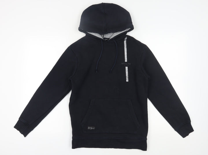 Voi Jeans Men's Black Pullover Hoodie, Size S, Logo Accent