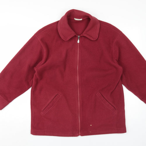 Marks and Spencer Women's Red Fleece Jacket, UK 12, Cozy Zip