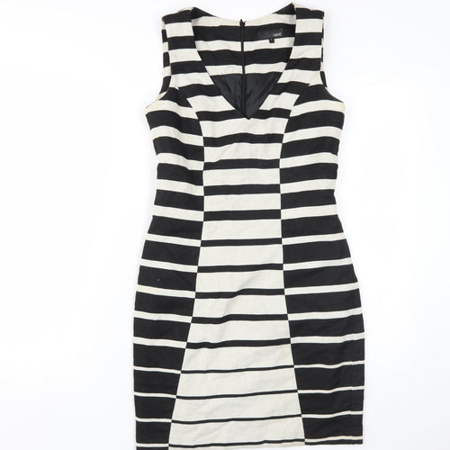 Next Women's Black Striped Bodycon Dress Size 8