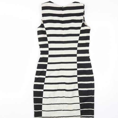 Next Women's Black Striped Bodycon Dress Size 8