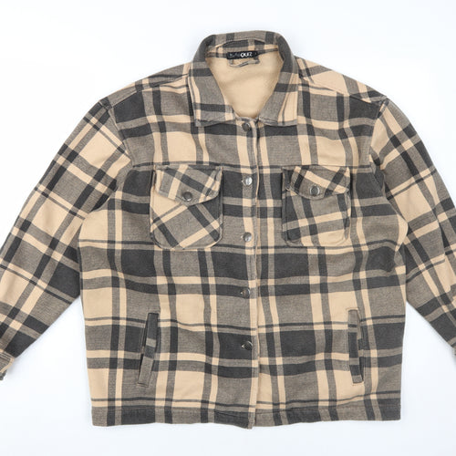 Quiz Women's Beige Plaid Jacket S Casual Button Classic