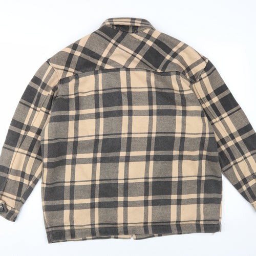 Quiz Women's Beige Plaid Jacket S Casual Button Classic