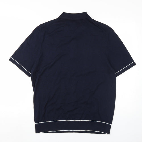Marks and Spencer Men's Blue Polo Shirt L