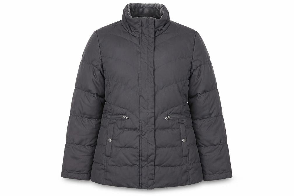 Front view of Larry Levine Women's Black Puffer Jacket M Winter Casual