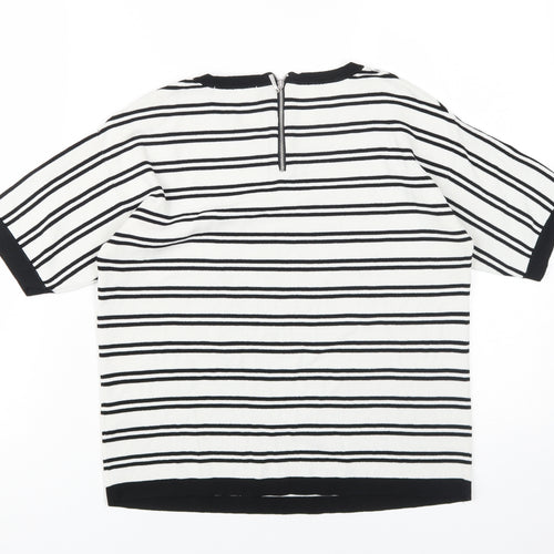Marks & Spencer Black Striped Jersey T-Shirt, Size 8