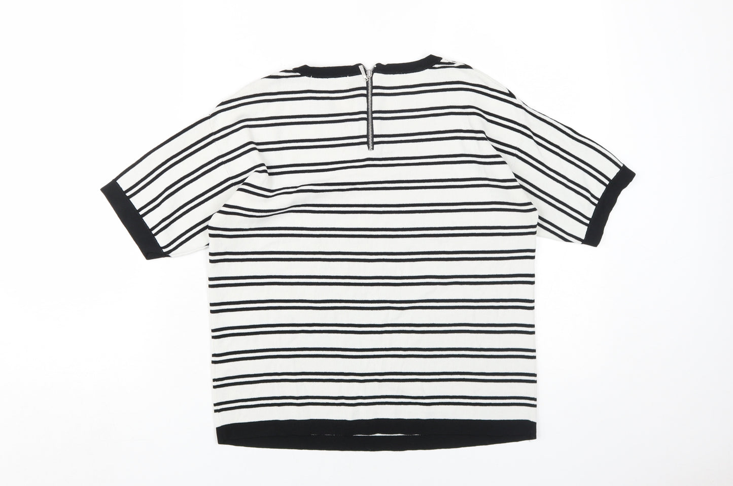 Marks & Spencer Black Striped Jersey T-Shirt, Size 8