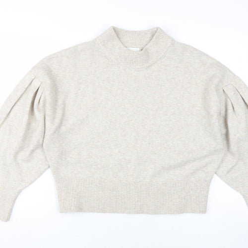 H&M Beige Women's Mock Neck Pullover Jumper - M