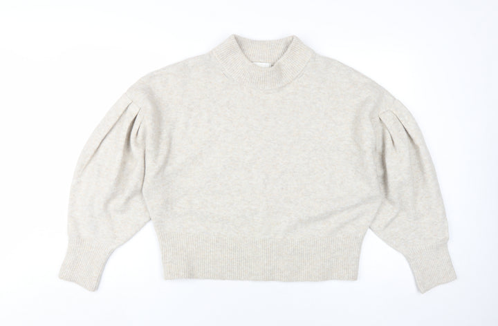 H&M Beige Women's Mock Neck Pullover Jumper - M