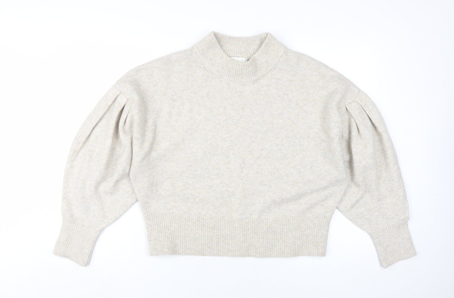 H&M Beige Women's Mock Neck Pullover Jumper - M
