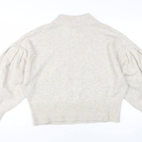 H&M Beige Women's Mock Neck Pullover Jumper - M