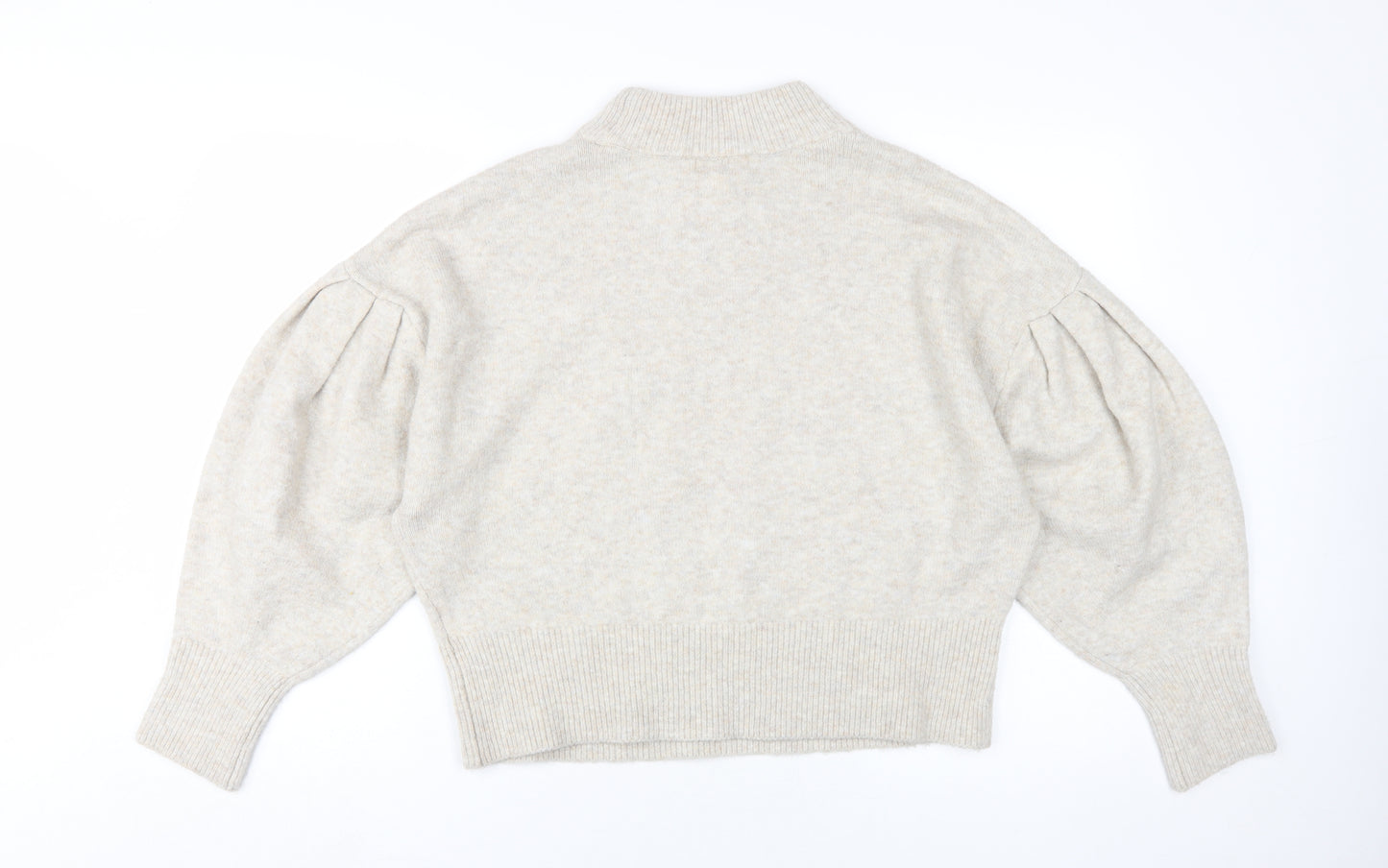 H&M Beige Women's Mock Neck Pullover Jumper - M
