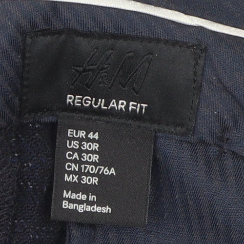 H&M Men's Black Regular Fit Wool Blend Dress Pants