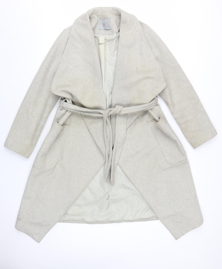 Dorothy Perkins Women's Beige Belted Overcoat Size 12