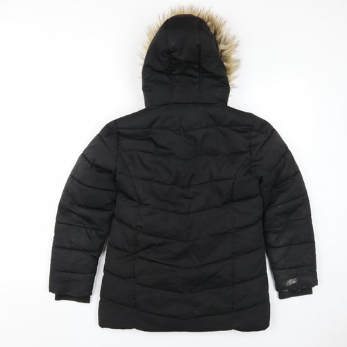 Next Teens Black Hooded Puffer Jacket, 11yrs, Winter Wear
