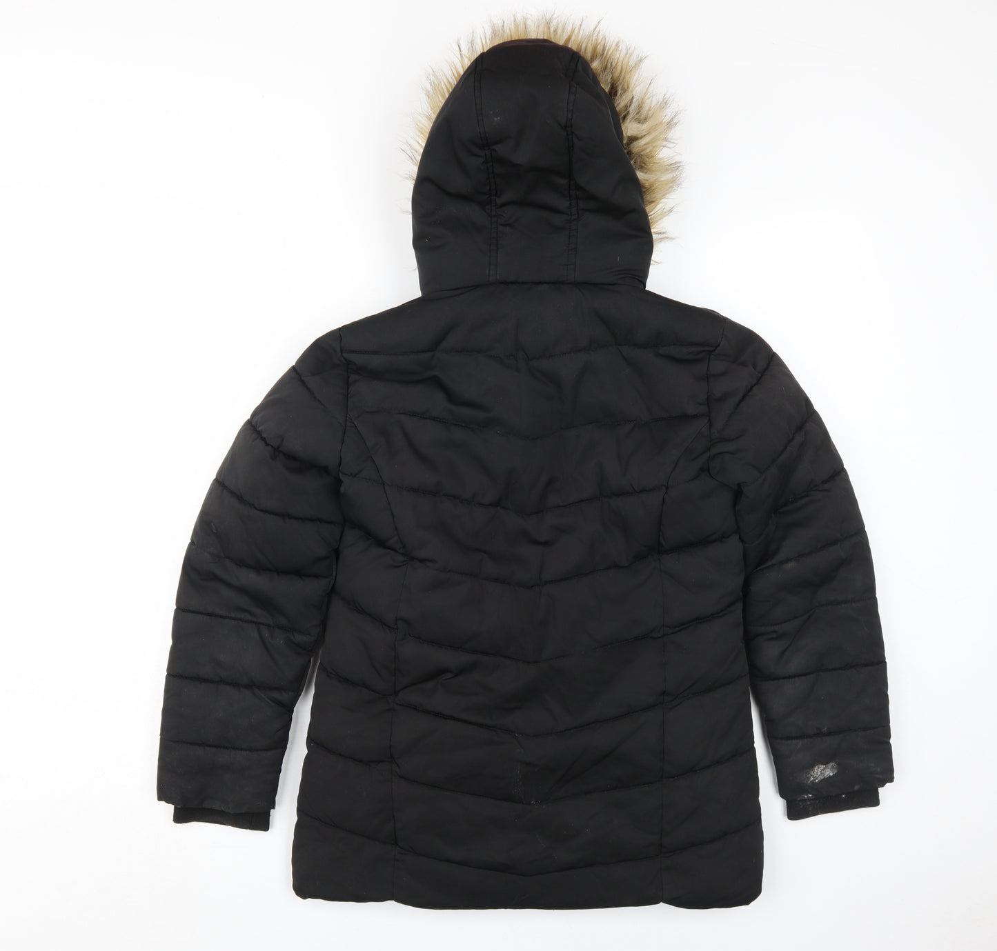Next Teens Black Hooded Puffer Jacket, 11yrs, Winter Wear