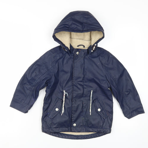 John Lewis Boys Blue Parka Coat 3 Years Winter Hooded