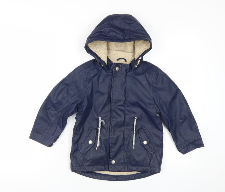 John Lewis Boys Blue Parka Coat 3 Years Winter Hooded
