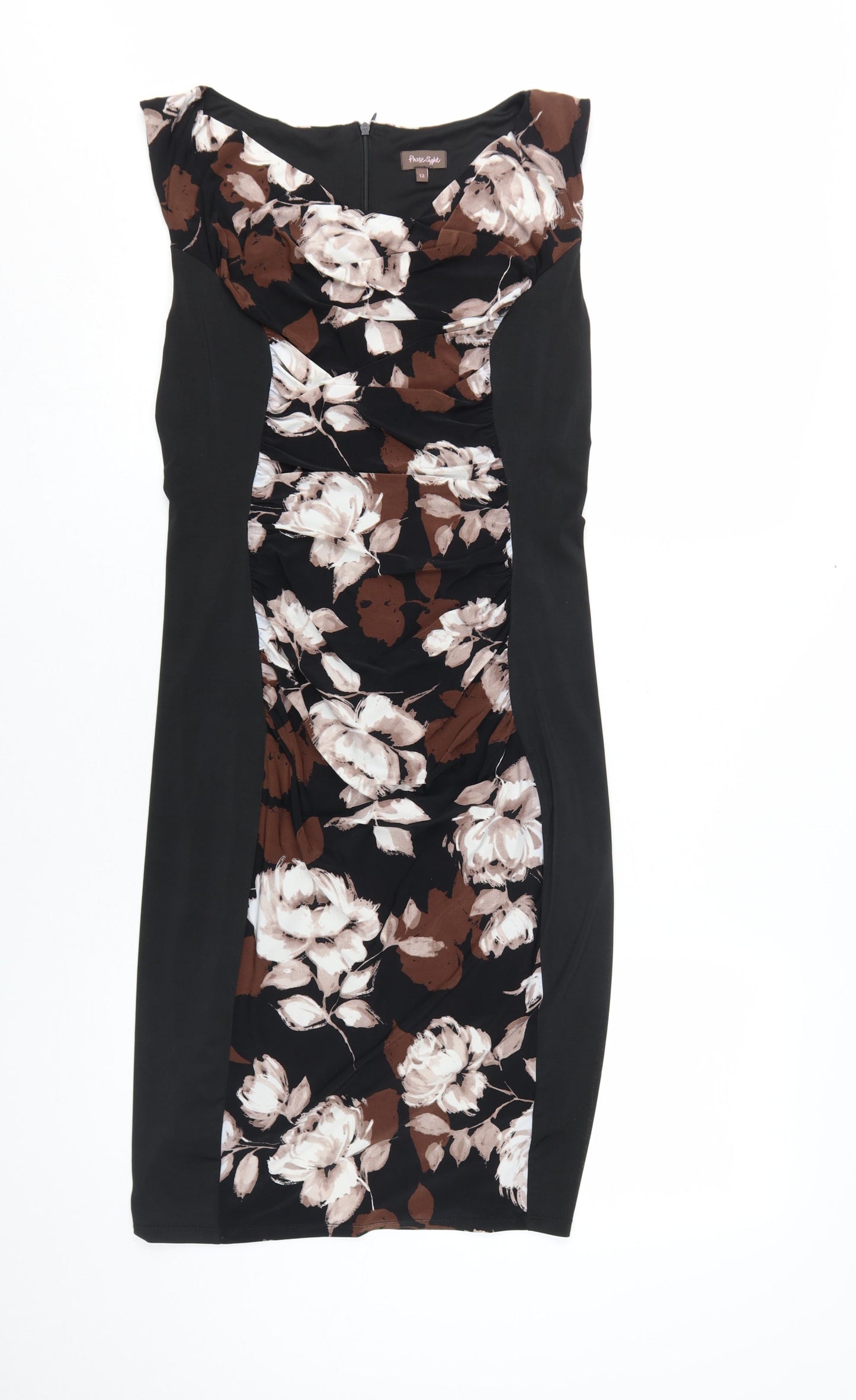 Phase Eight Women's Black Floral Bodycon Dress Size 12