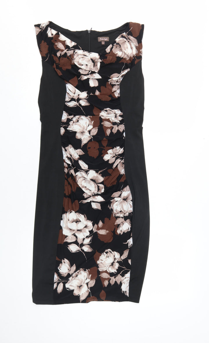 Phase Eight Women's Black Floral Bodycon Dress Size 12